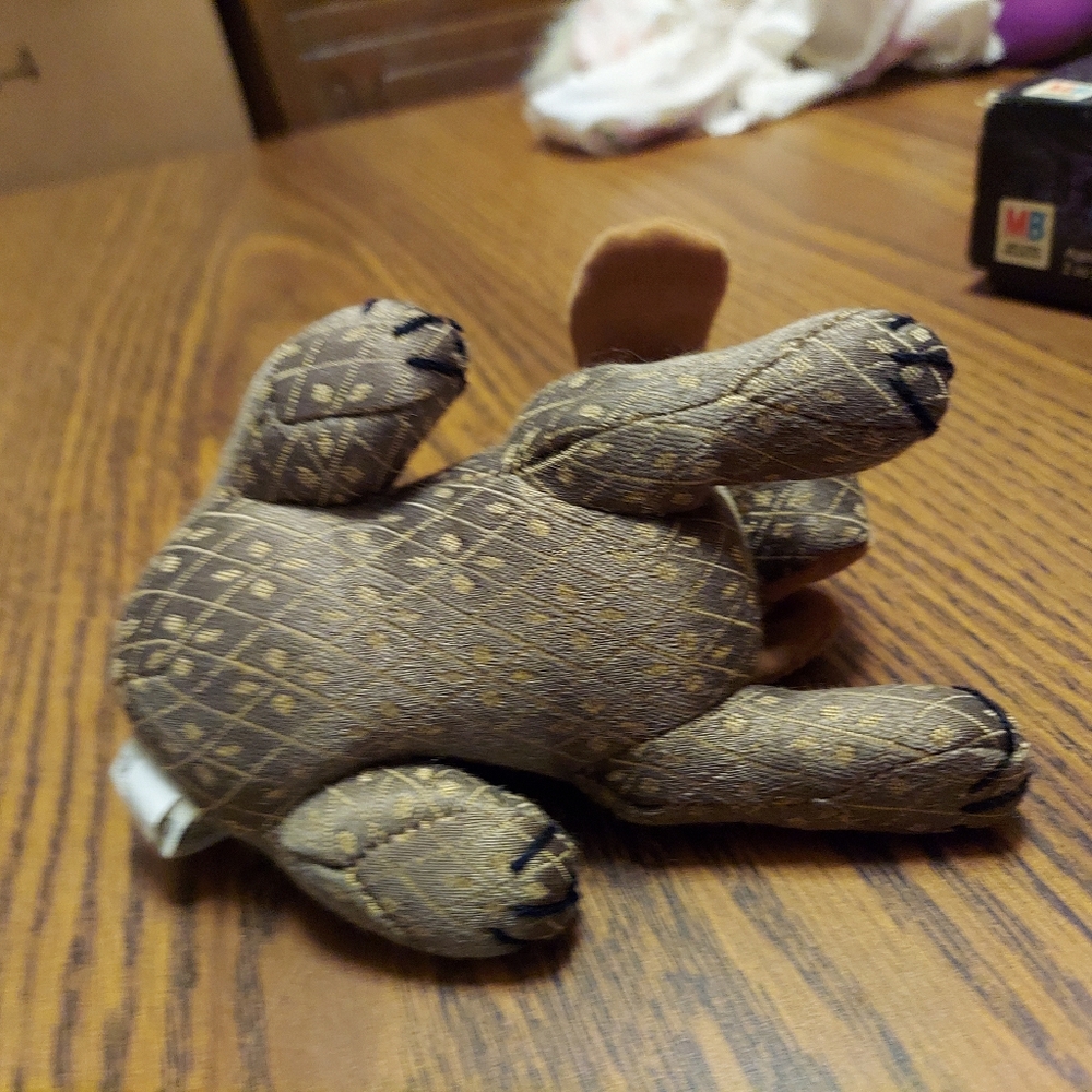 Puppy Paperweight Doorstop Named Bones Dog Brocade Suede Ears UK Dora Designs - Picture 4 of 9